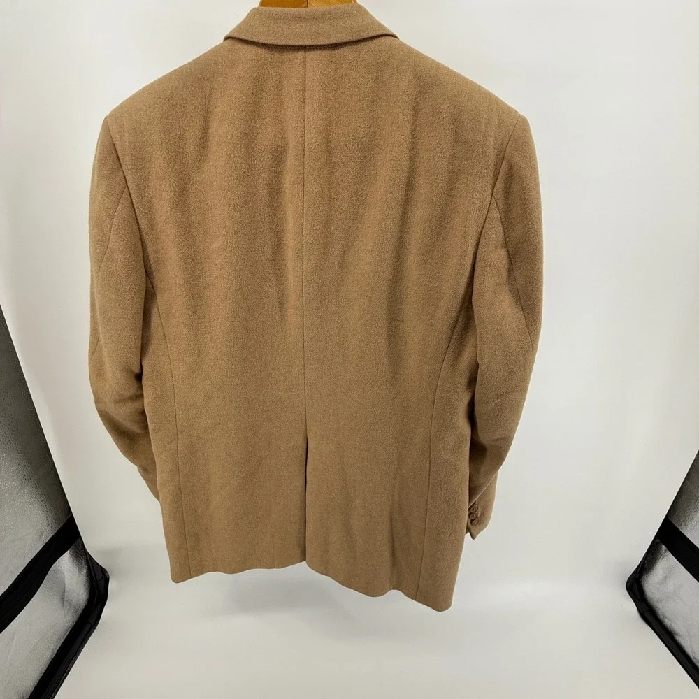Vtg Bill‎ Blass Made in USA Wool Blazer Men's Tan Brown Classic Two Button Coat